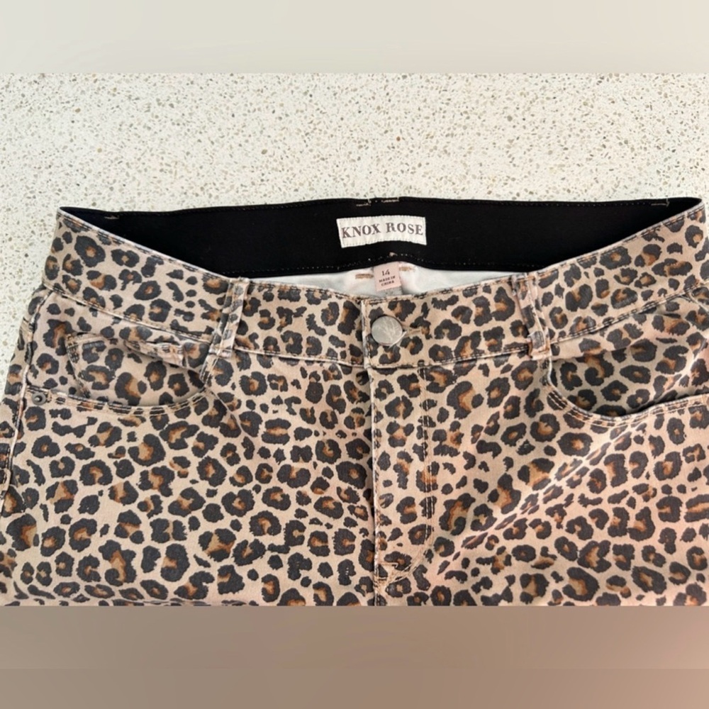 Knox Rose Size 14 Leopard Print High-Waist Skinny Pants - Taupe, Black & Brown - Picture 5 of 7